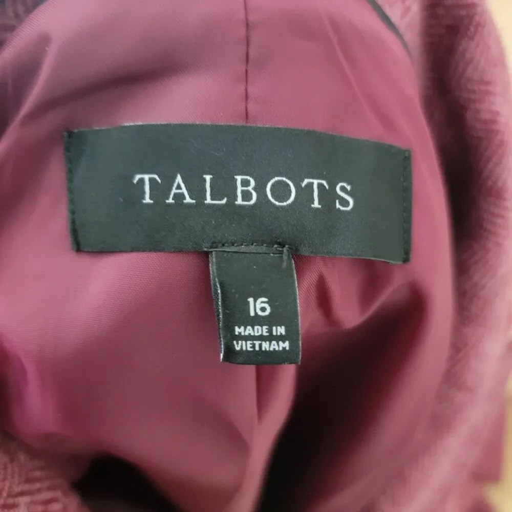 Talbots Classic Pink Blazer Wool Blend Size 16 Gold Buttons Office Business Work